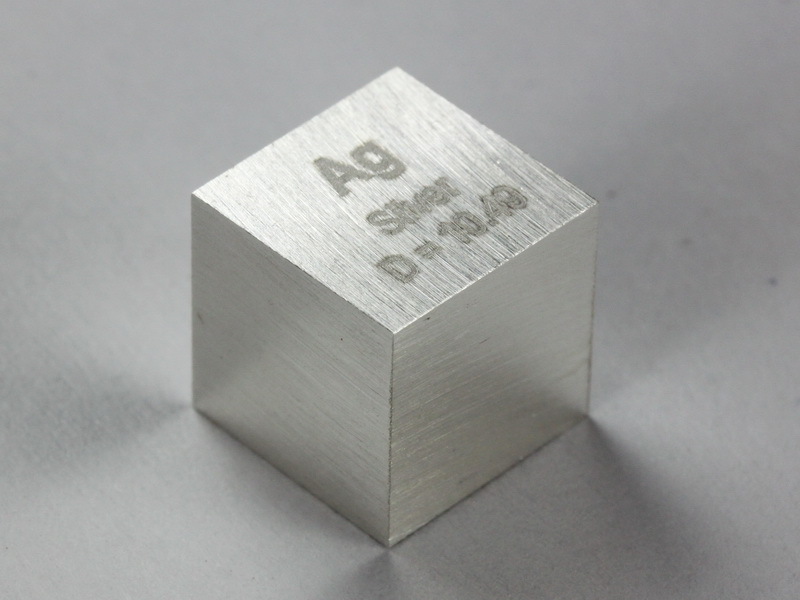 Silver density cube ultra precision 10.0x10.0x10.0mm - 99.9% purity