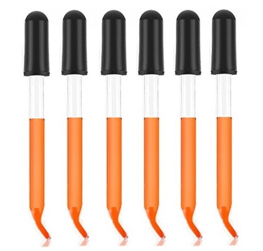 Set of 6 Medicine Art Essential Oils Eye Glass Dropper Pipette 4" Curved Tip 1ml