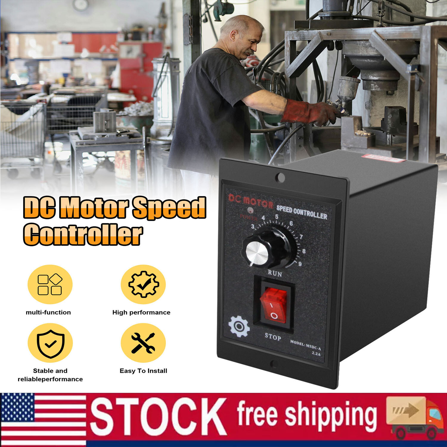 US 500W DC Motor Speed Controller AC 110V to DC 90V Forward Reversible Regulator