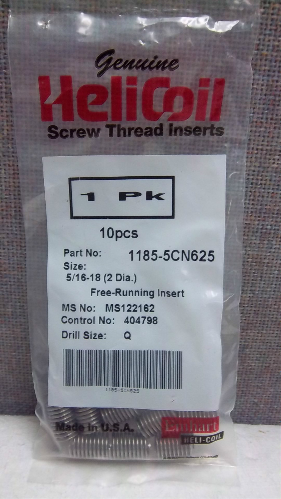 PKG OF 10 HELICOIL SCREW THREAD INSERTS 1185-5CN625 NEW SEALED 11855CN625