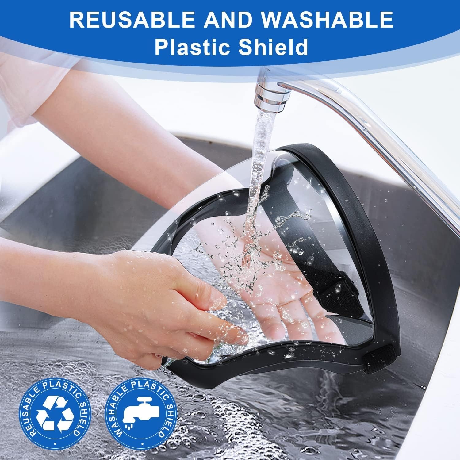 Durable 2 Pack Transparent Face Shield with Ergonomic Design - For Everyday Use