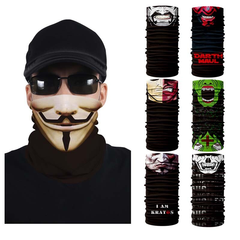 UV Protection Skull Clown Joker Balaclava Neck Gaiter Scarf Breathable Face Mask