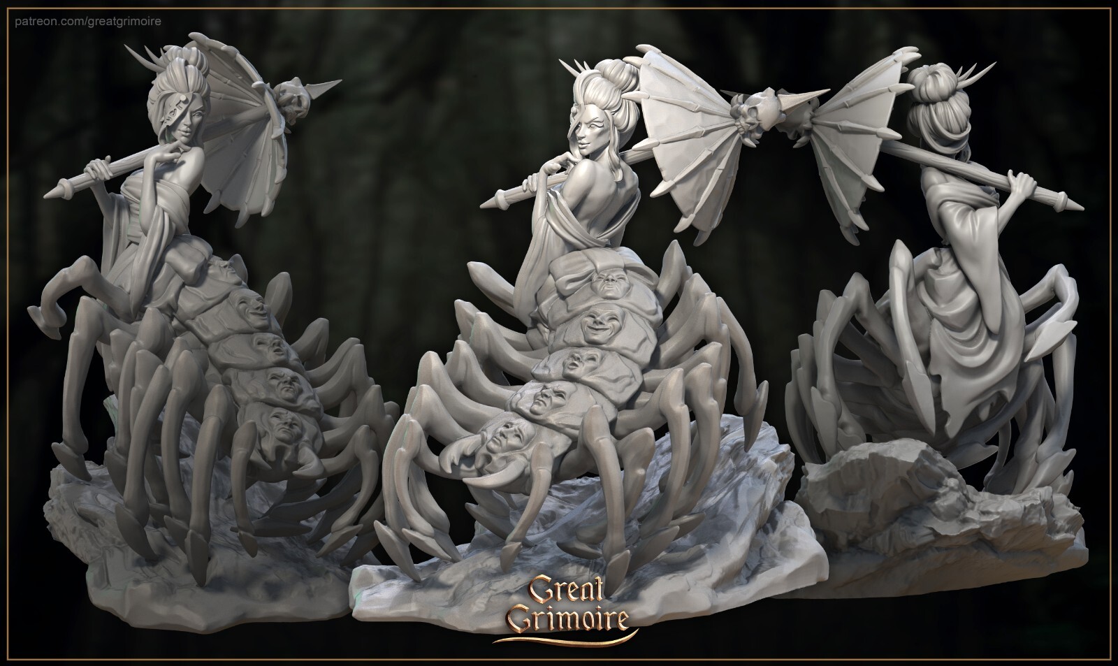 Jorogumo, Unmasker of Faces | Great Grimoire | RPG D&D Wargaming 3D Printed Mini