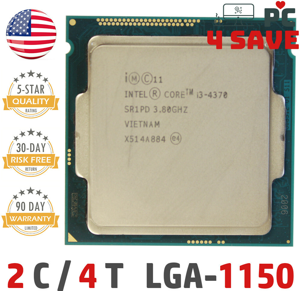 4th Gen Intel Core i3-4370 CPU 3.8GHz LGA-1150 4MB SR1JZ SR1PD Desktop Processor
