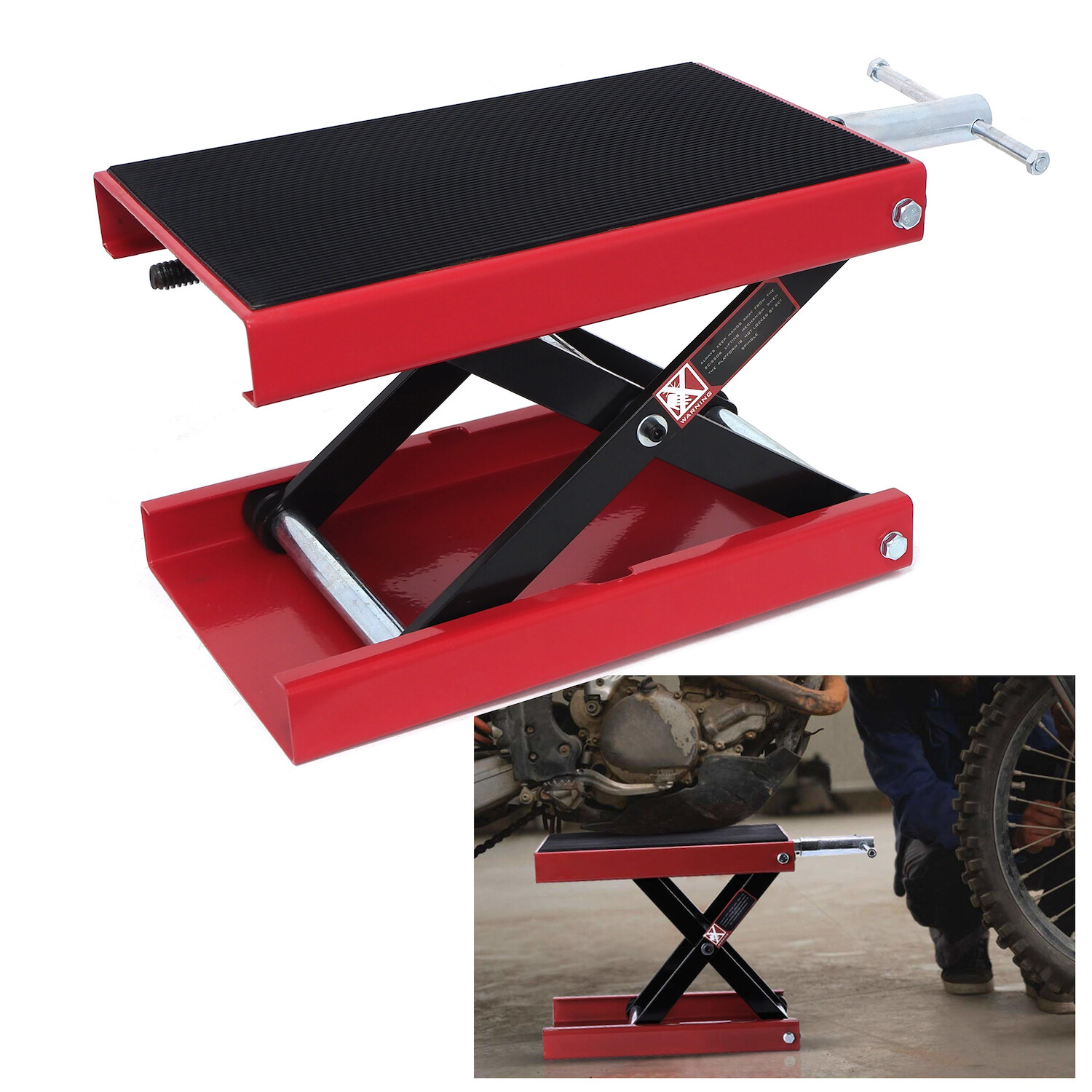 1100LB 9"Wide Deck Motorcycle Center Scissor Lift Jack Hoist Stand Bikes ATV