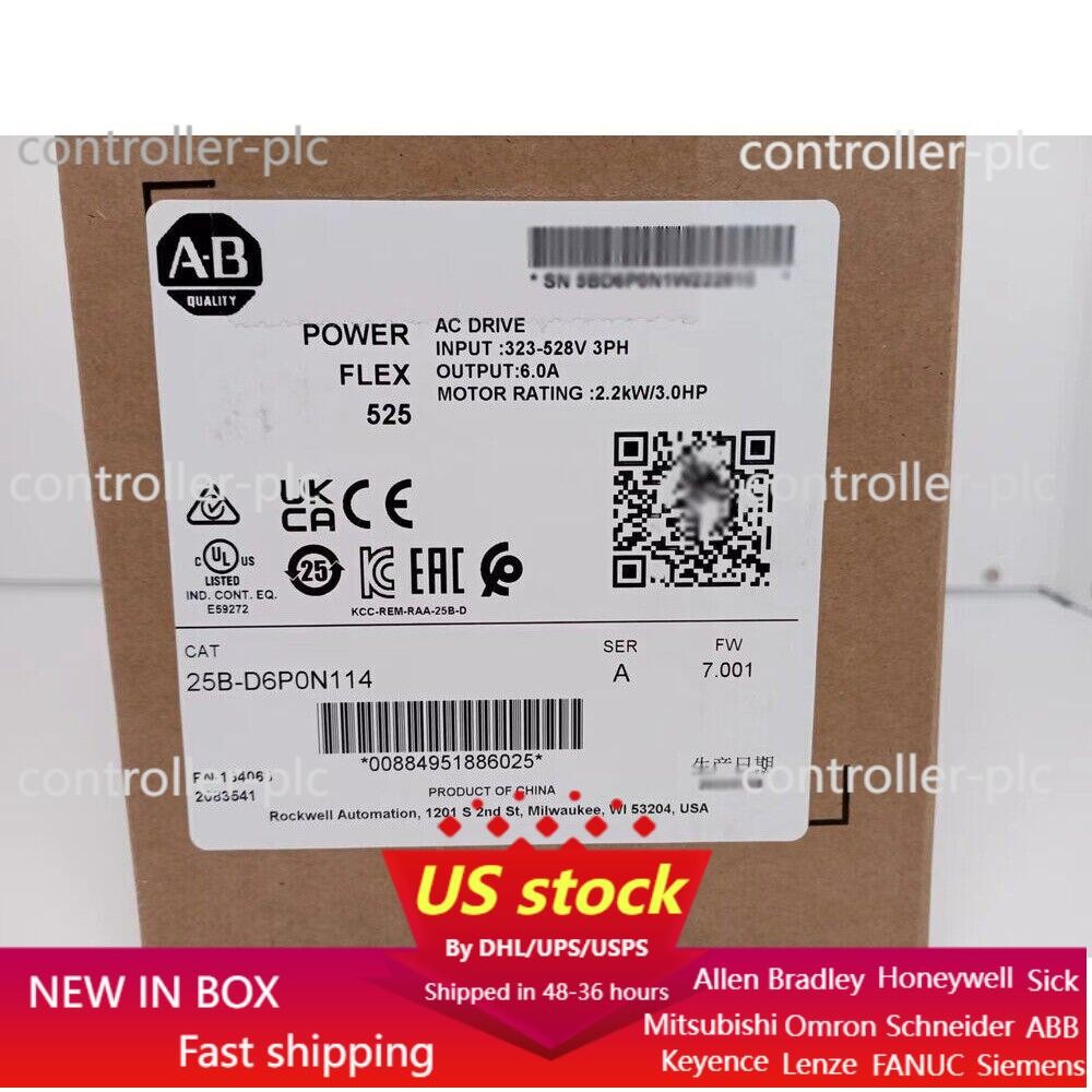 New Factory Sealed AB25B-D6P0N114 PowerFlex 525 AC Drive 25BD6P0N114 USA！
