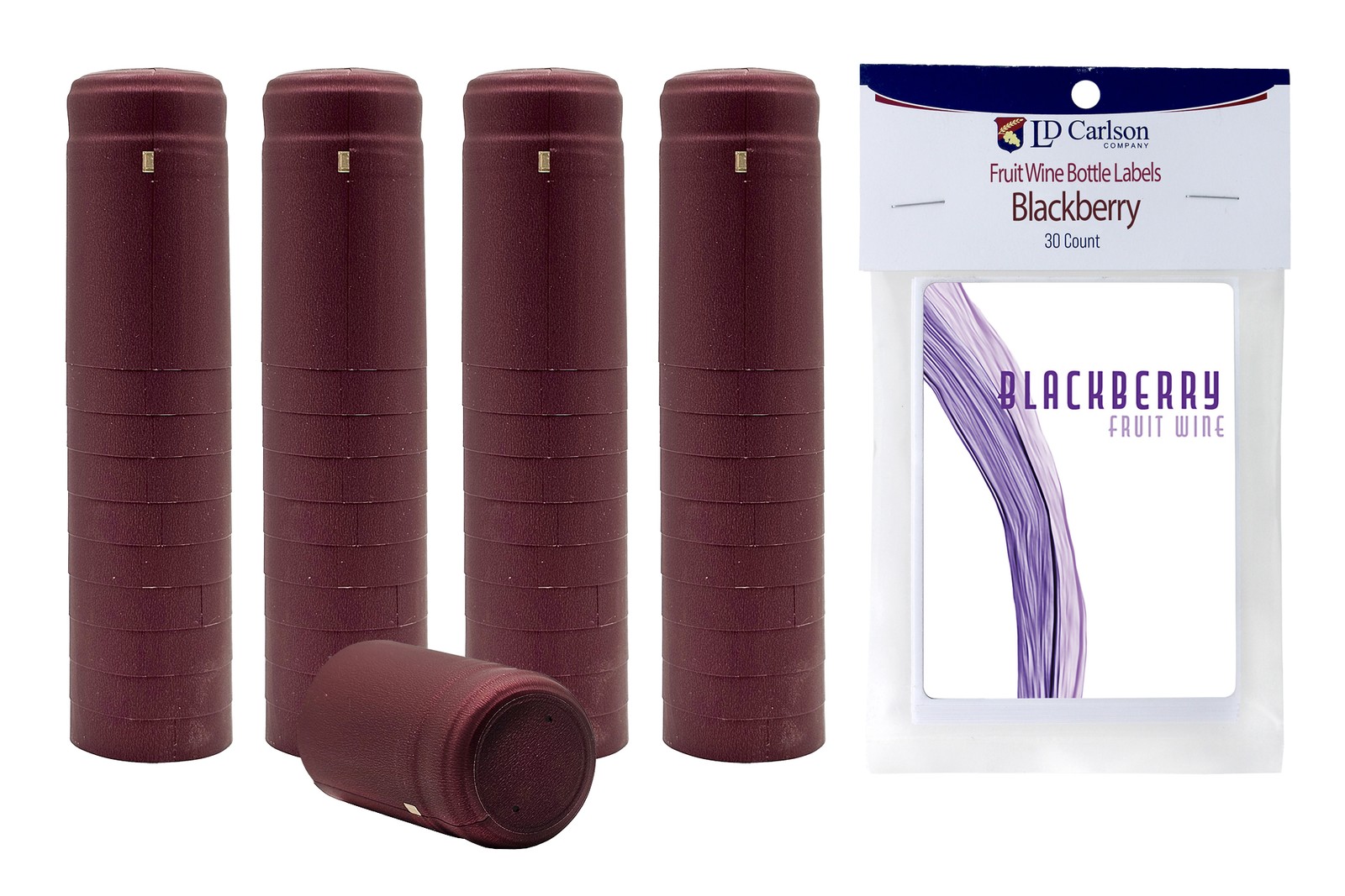 Professional Blackberry Fruit Wine Labels With Burgundy PVC (30 count)