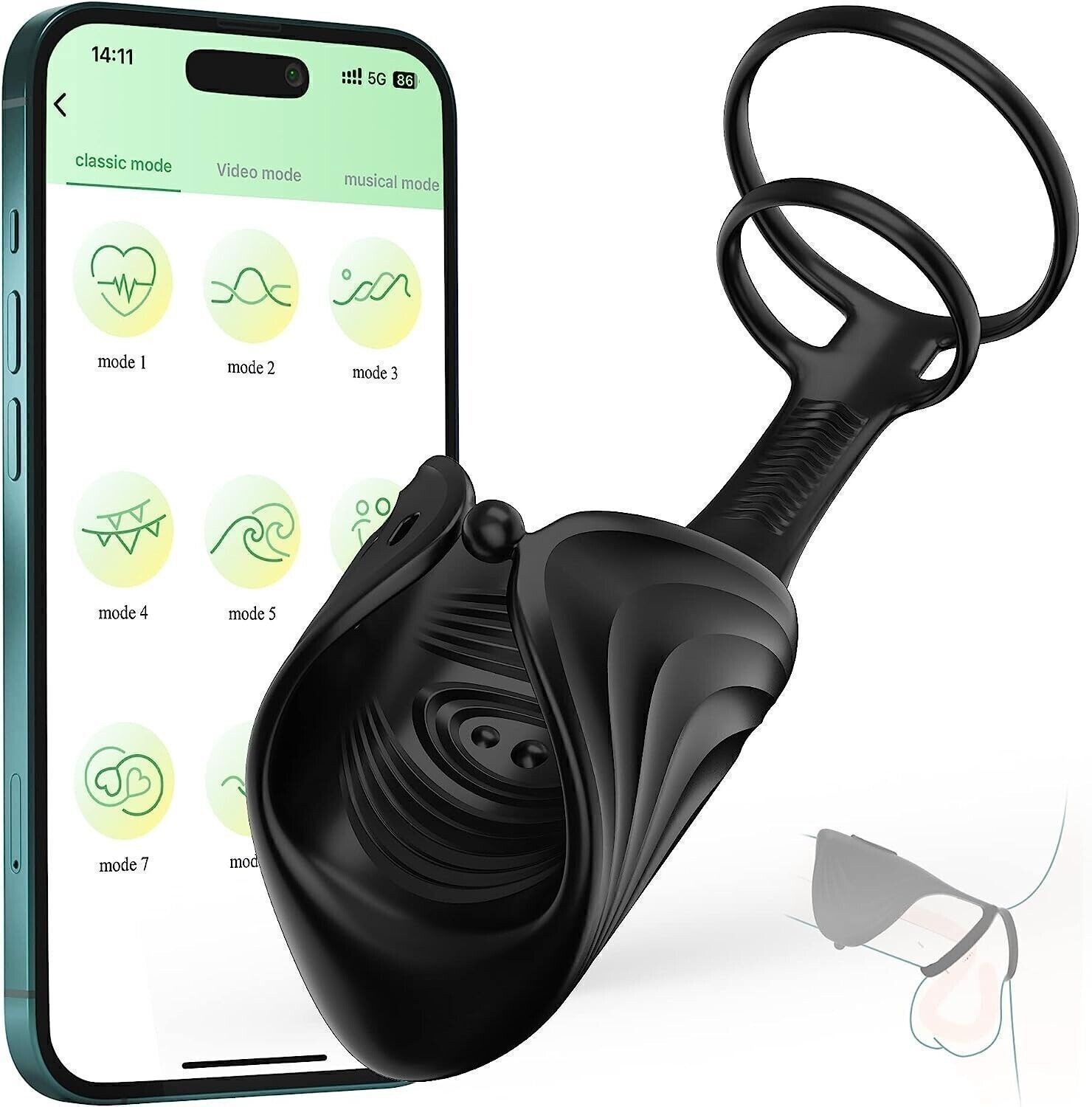 Male Masturbator Couple App Adjustable Vibrator Cock Penis Ring Toy for Men