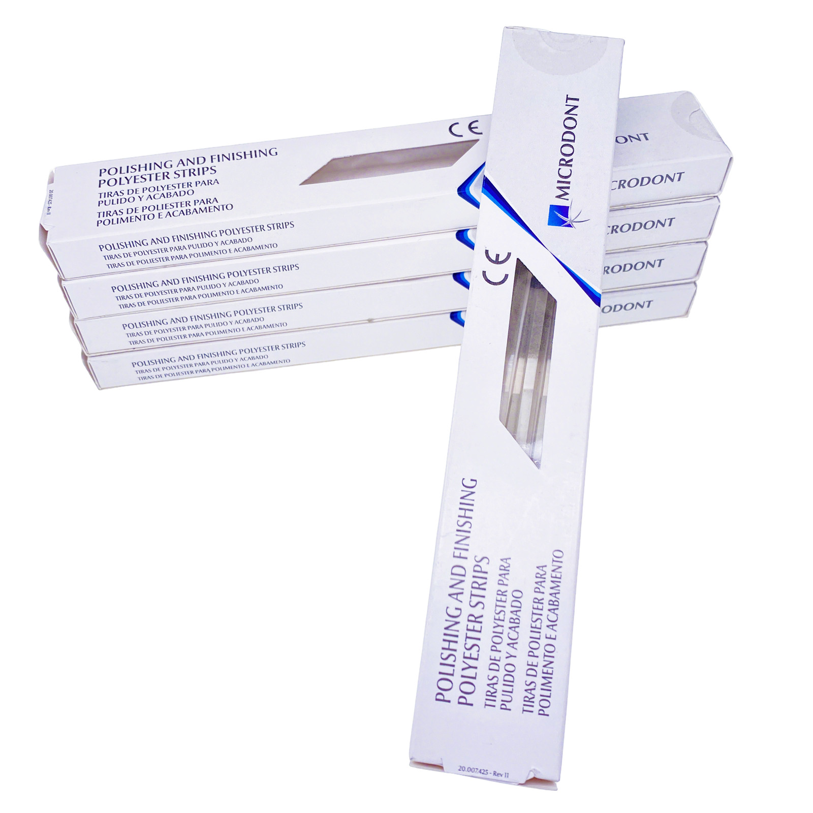 Microdont Dental Polishing Strips Polyester One 2.5 mm Medium/Fine 100 per Box