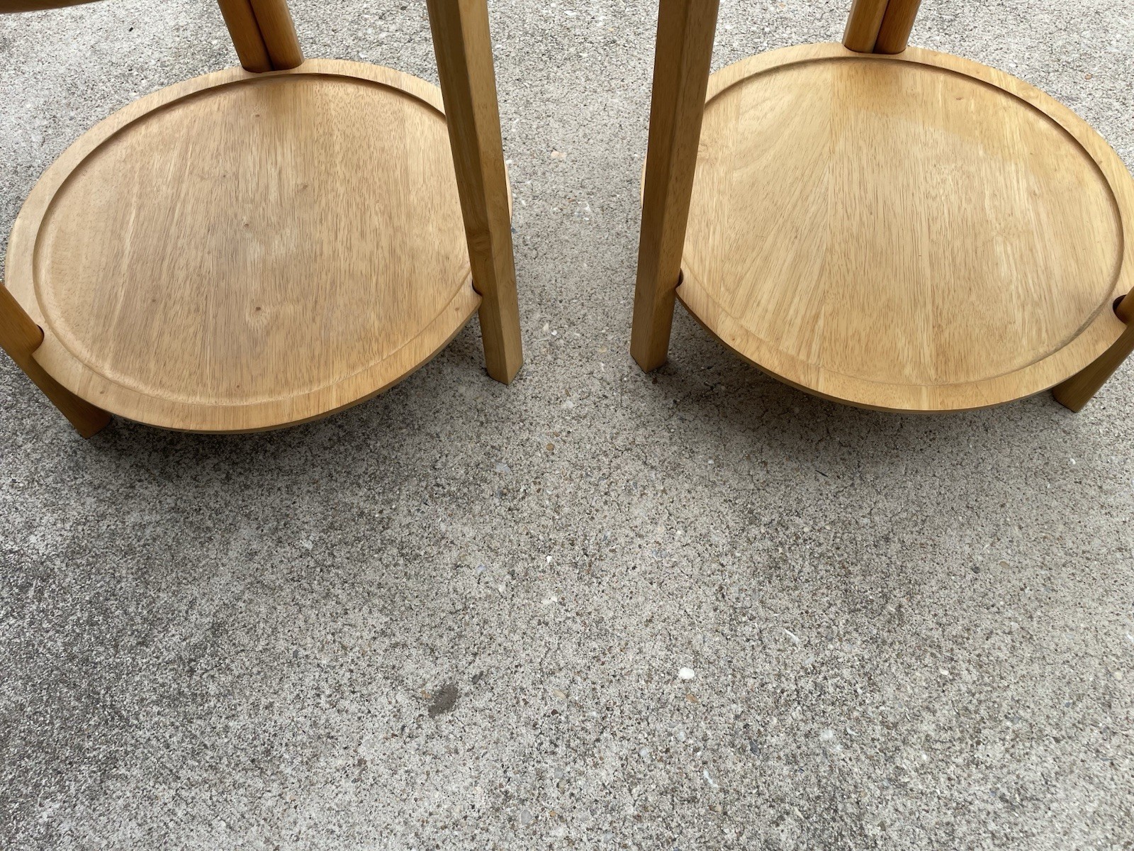 Pair Dansk MCM Danish Folding Round End Tables with Removable Trays