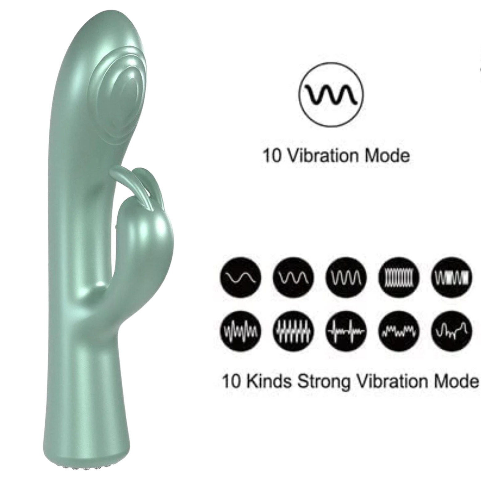 Rechargeable Rabbit Vibrator Silicone Powerful Vibrating G-spot Clit Stimulator