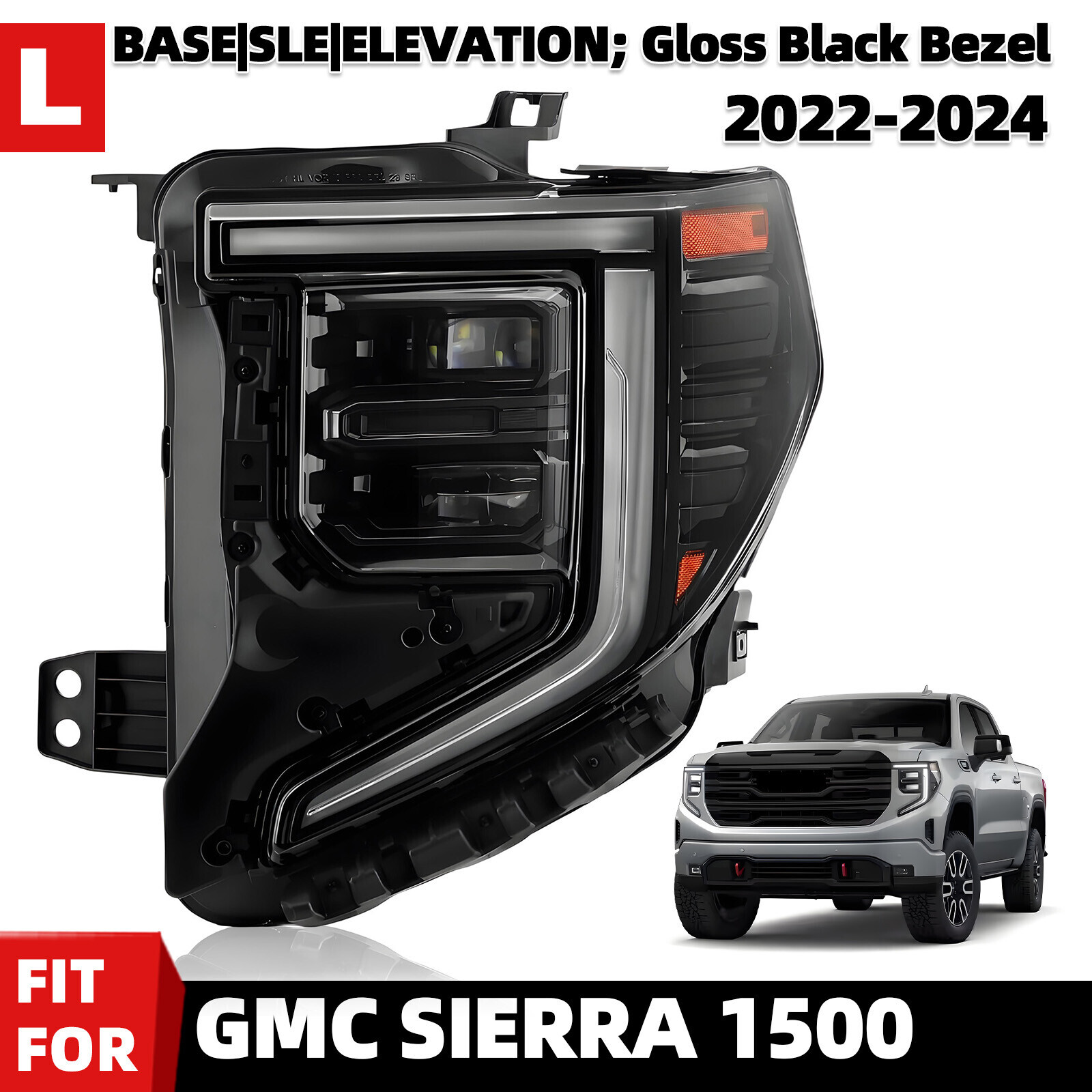 Fits For 2022-2024 GMC Sierra 1500 Elevation Pro SLE Full LED Headlight Driver