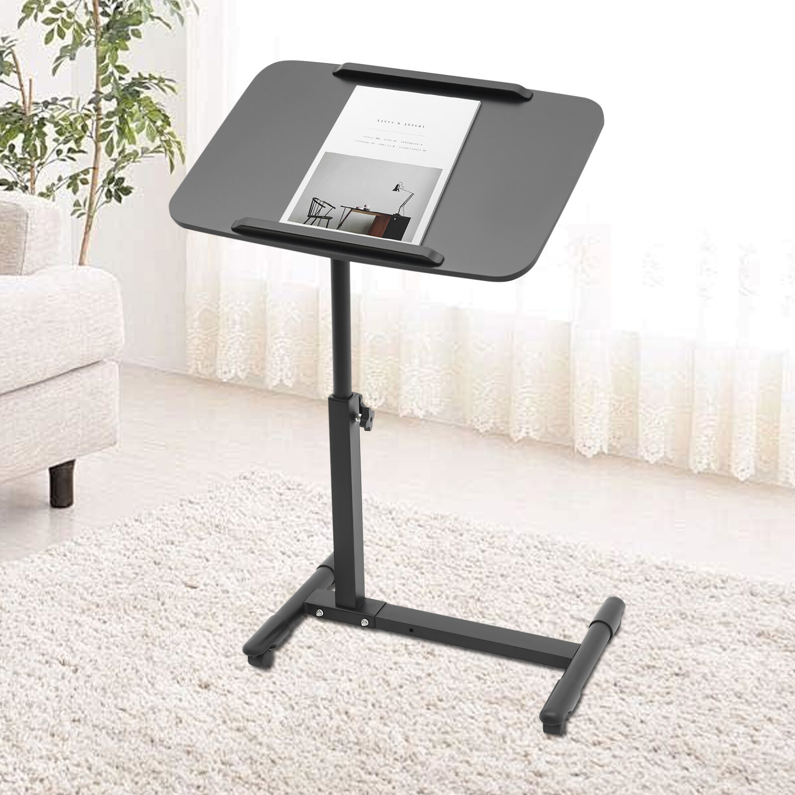 Adjustable Overbed Bedside Table with Wheels, Bed Desk, Over The Bed Table