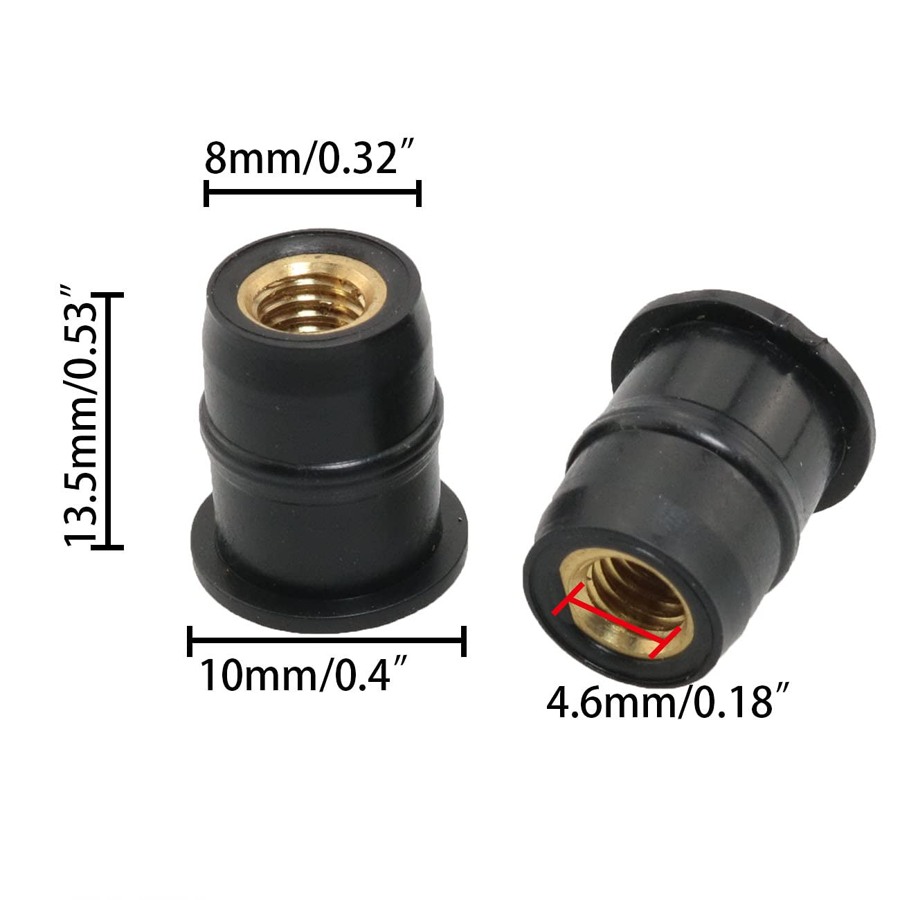 20PCS Neoprene Well Nut with Stainless Steel Pozi Screw M5-0.51'' Long 3/8'' Hol