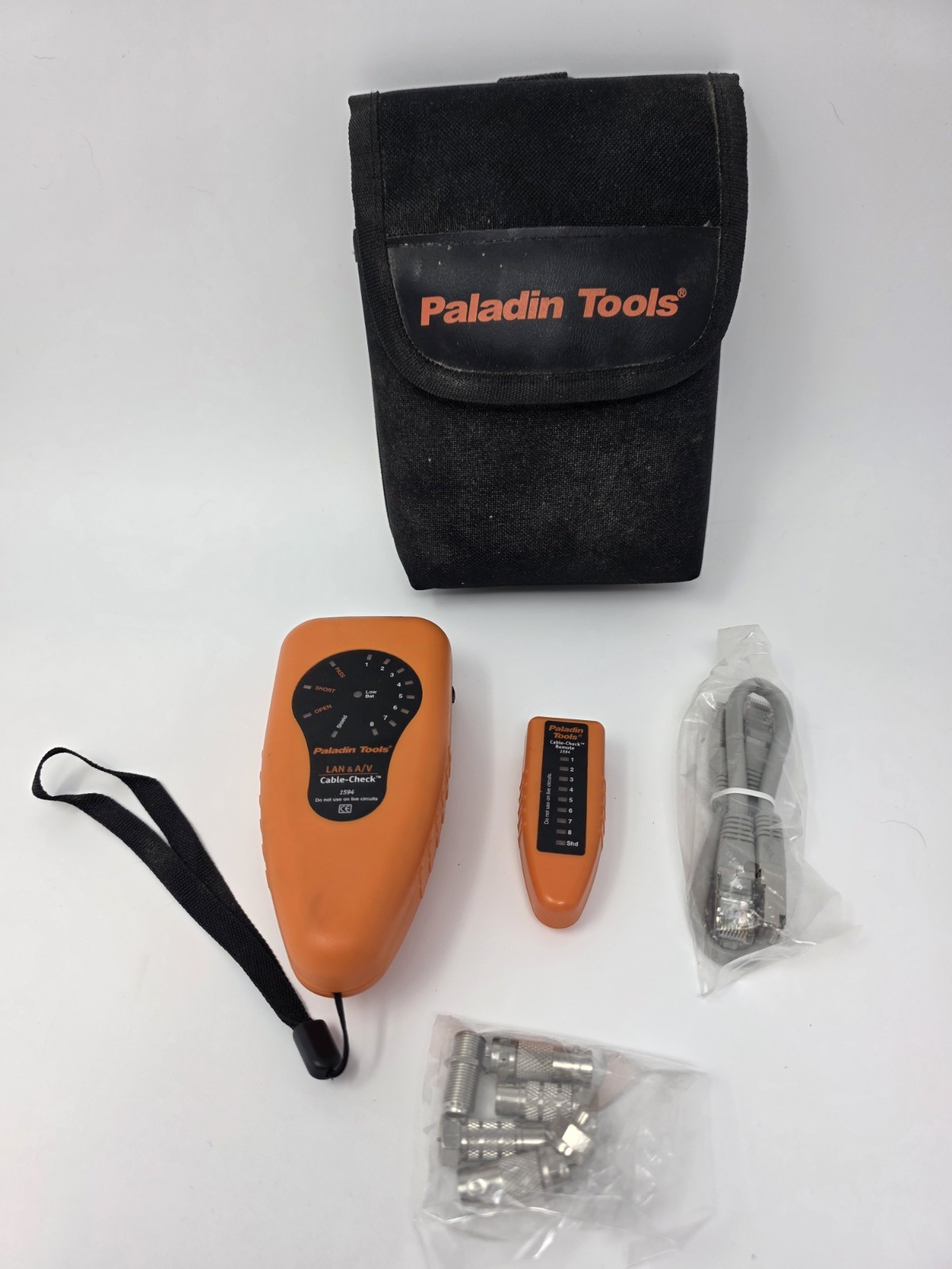 Paladin Tools 1594 LAN A/V Cable-Check Tester Kit Remote RJ45 Coax BNC RCA