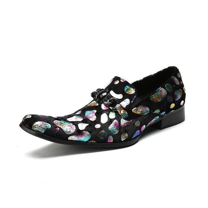 Men's Leather Floral Dress Formal shoes Pointed Metal Toe Party Wedding oxfords