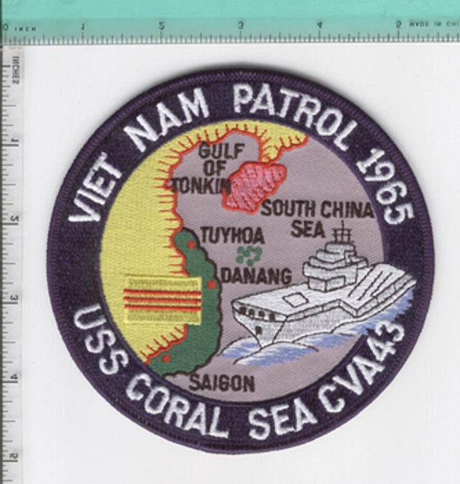 USS Coral Sea CVA-43 Viet Nam Patrol 1965 JACKET PATCH CARRIER JET AVIATION PROP