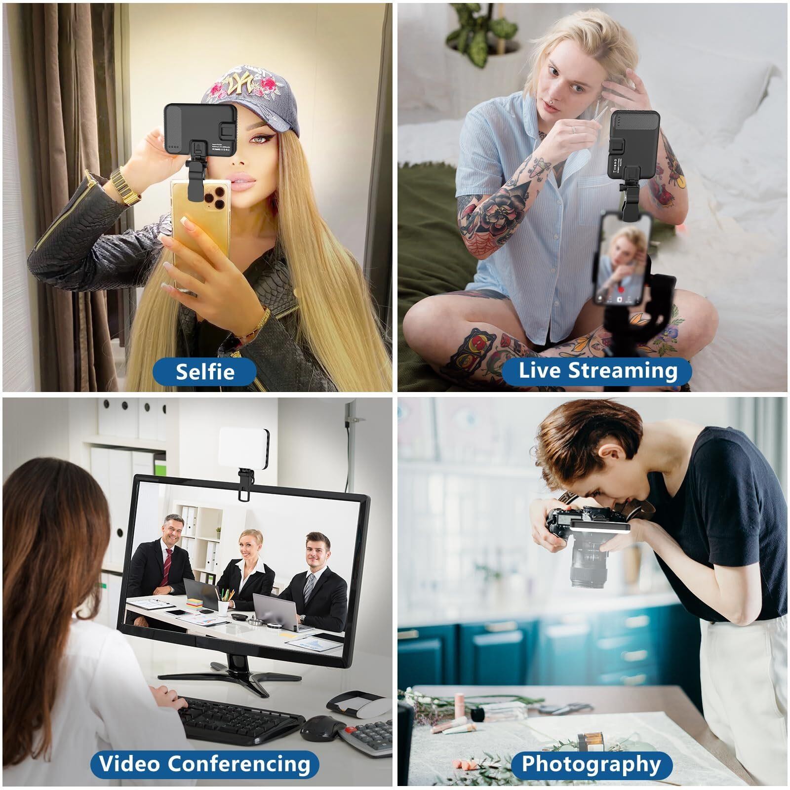 ALTSON 60 LED Portable Selfie Light Video Conference Lighting with Clip & Camera