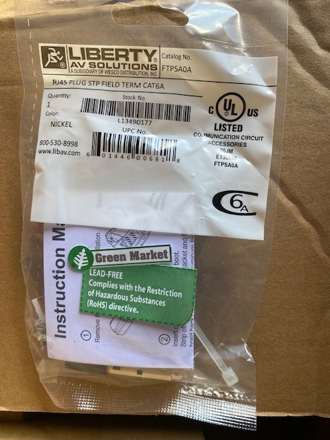 Liberty FTPSA0A Category 6A/7 Shielded 8P8C Field Terminable RJ45 Plug