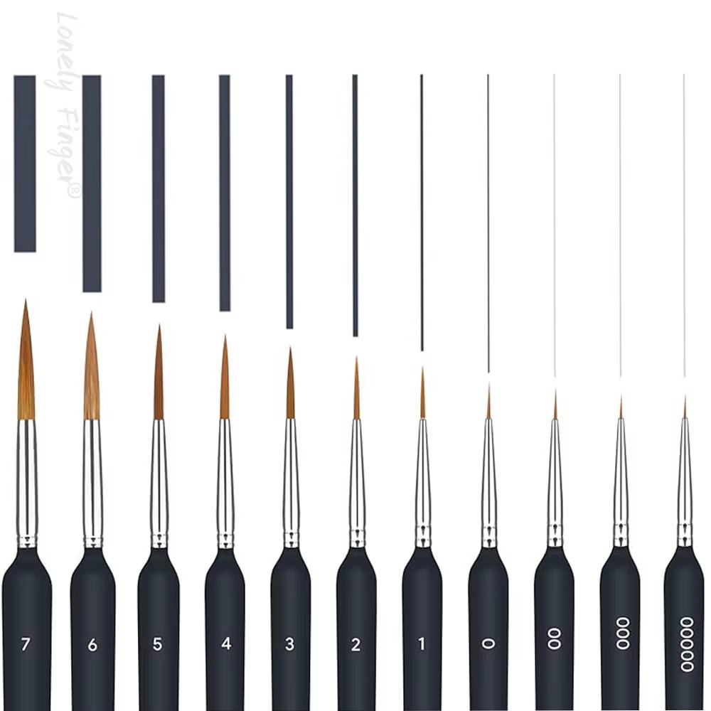 11/22Pcs Black Detail Paint Brushes, Fine Tip Pain Brush Set, Miniature Model Pa