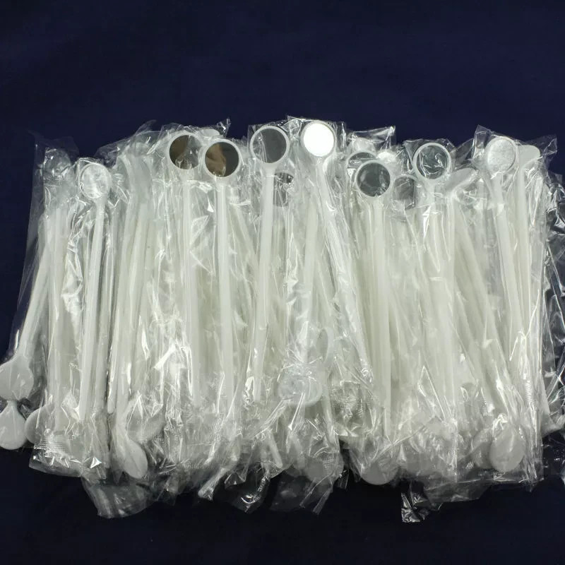 100Pcs Dental Mouth Mirror Disposable Intraoral Exam Reflector Plastic White
