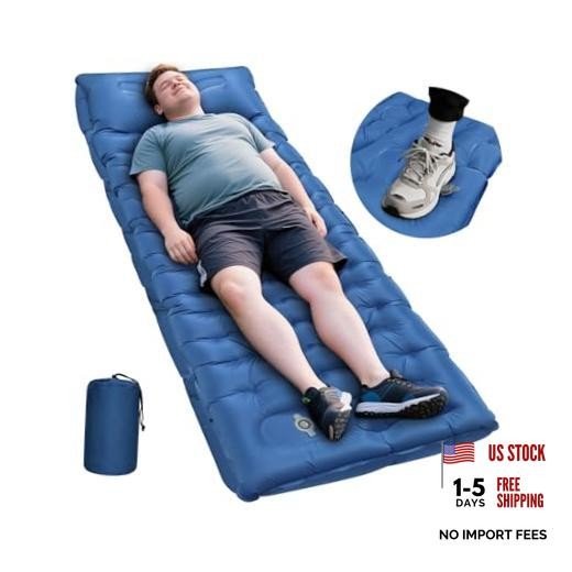 Sleeping Pad, 6 Inch Sleeping Mat Camping Self Inflating Sleeping Blue-single