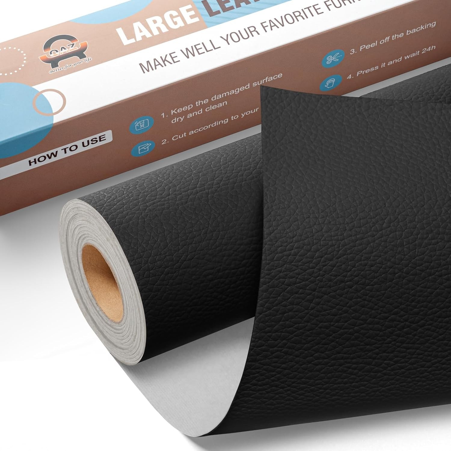 Leather Repair Kit for Furniture 16"x 31.5" Tape 31.5", Black