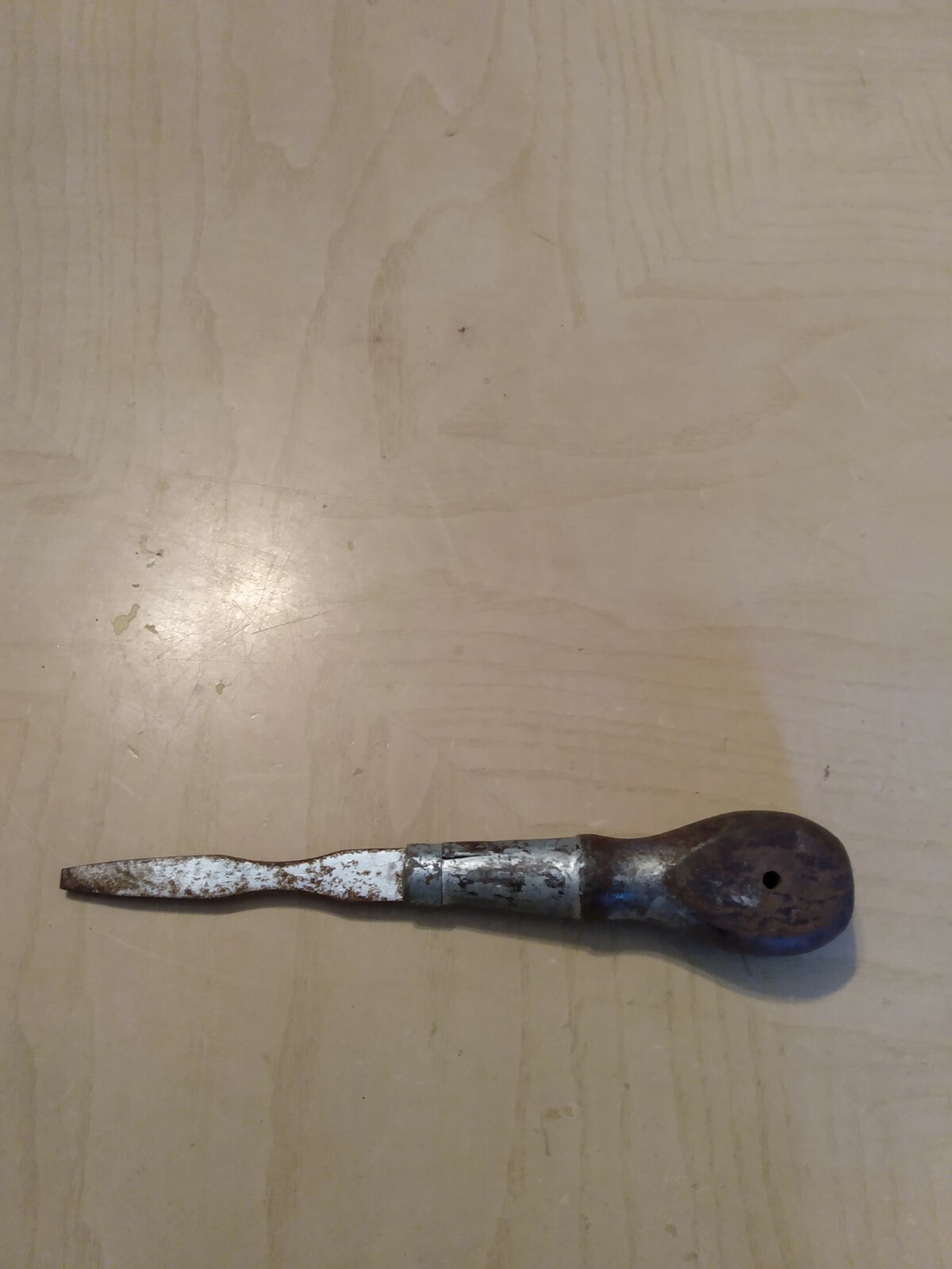Vintage Oval Wooden Handle Flat Head Screwdriver Woodworking Carpentry Tool