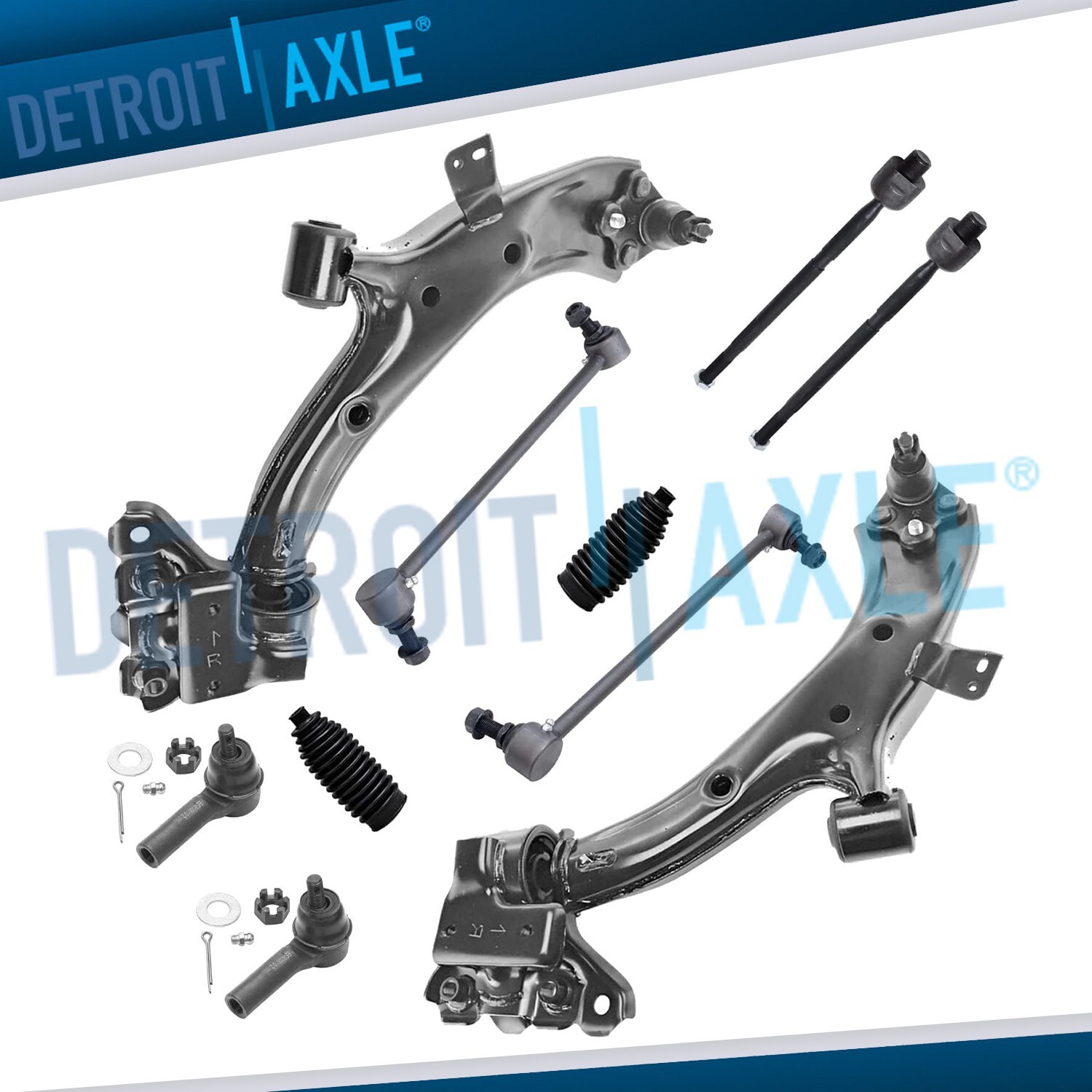 Front Lower Control Arms w/Ball Joints Sway Bars Tie Rod Ends Kit for Honda CR-V