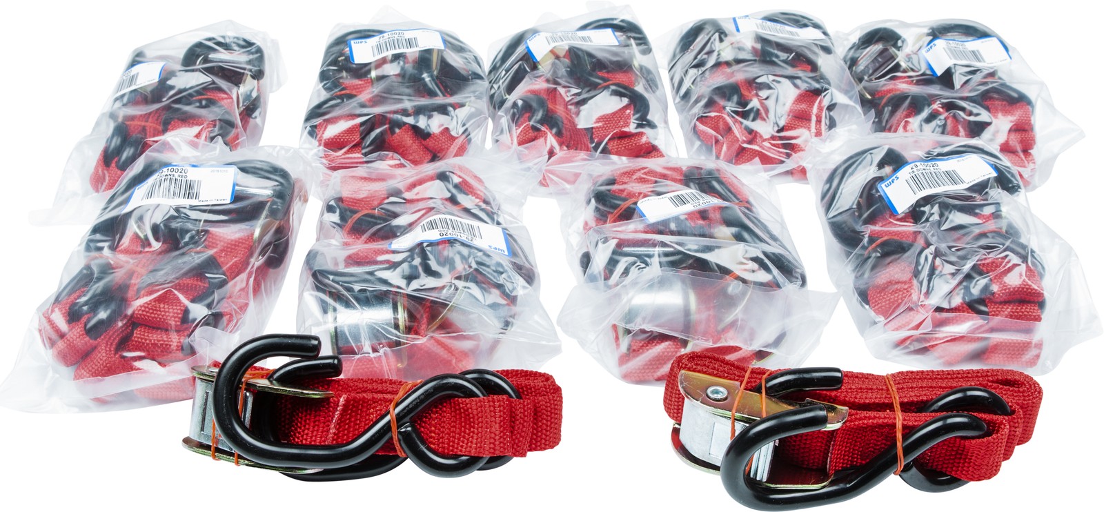 FIRE POWER 21261BULK 1-Inch Red Tie Downs, 68-Inch Nylon Webbing, 2400 lb