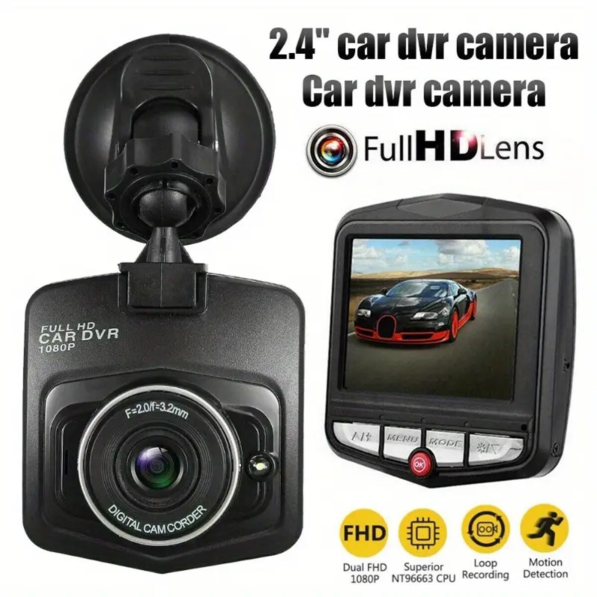 Full HD1080P Dash Cam Car DVR Recorder  Front Monitoring Camera FREE 32GB Card