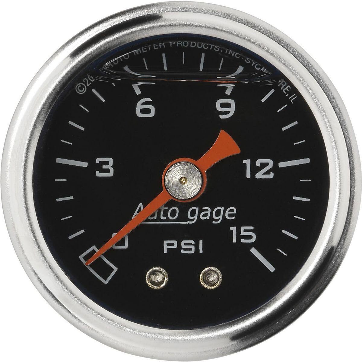 Auto Meter 2172 Air/ Fuel /Oil Pressure Gauge 1.5" 0-15 psi Black Liquid Filled