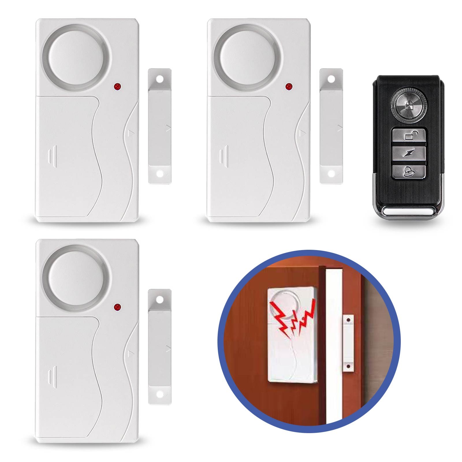 NO WIFI Window Door Alarm Set with Remote Control Dingdong Welcome Mode DIY Pair
