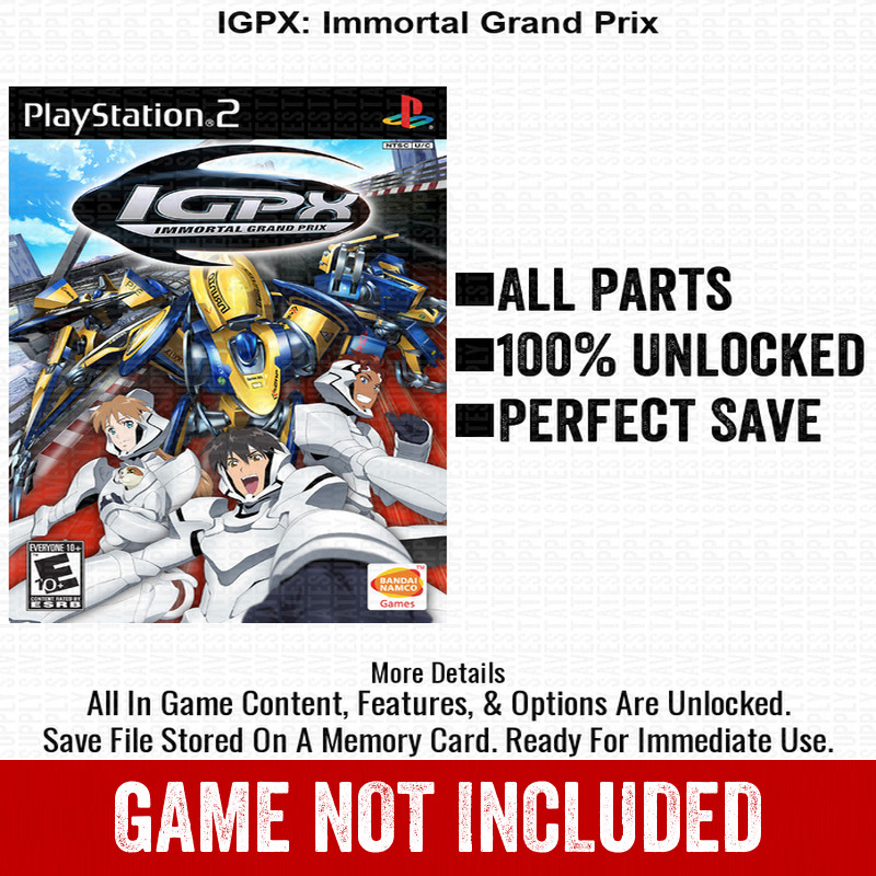 IGPX Immortal Grand Prix 100% PS2 Memory Card All CHEATS ITEMS