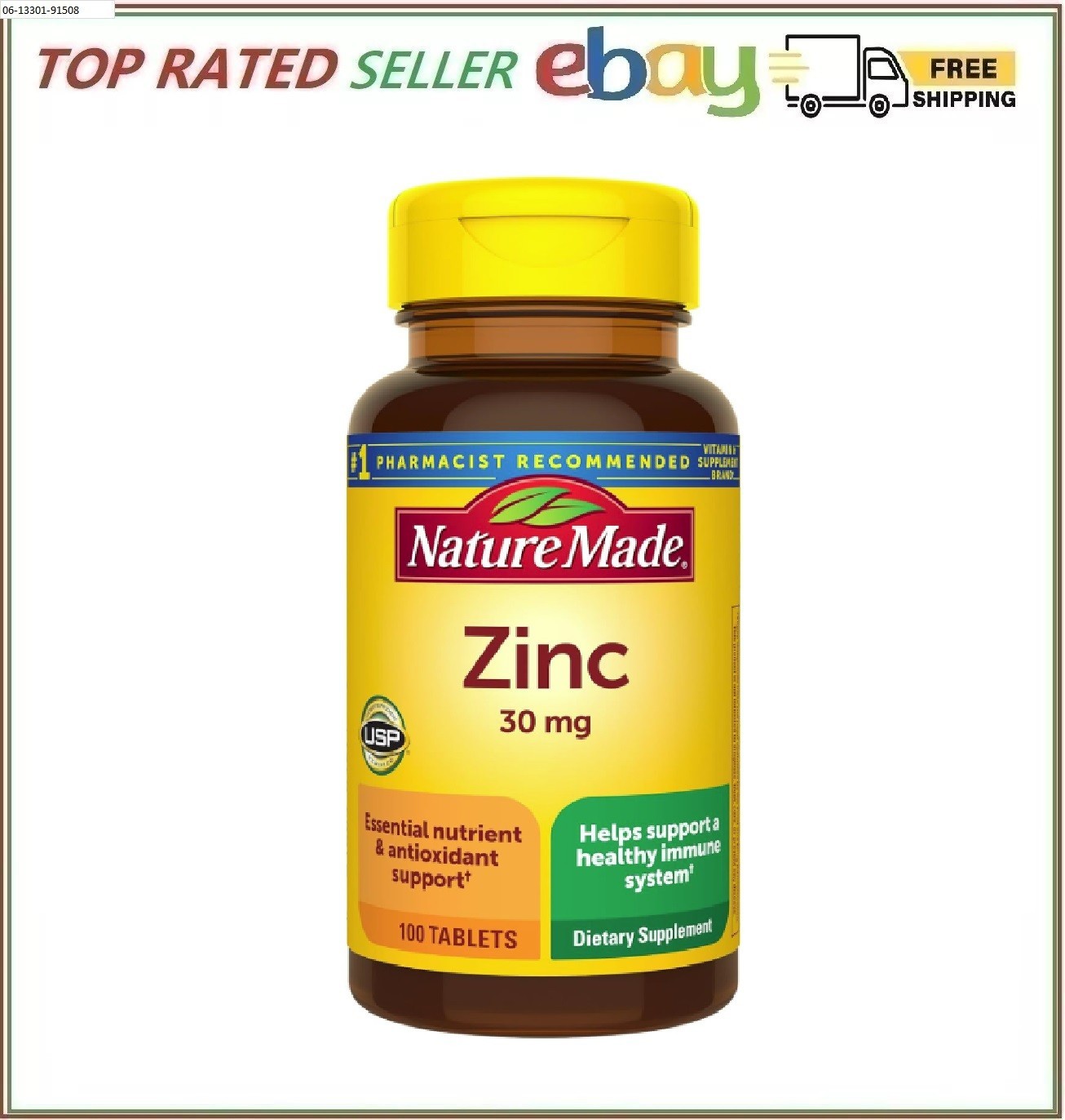 Nature Made Zinc 30 mg Dietary Supplement Immune Health and Antioxidant 100 Tabs