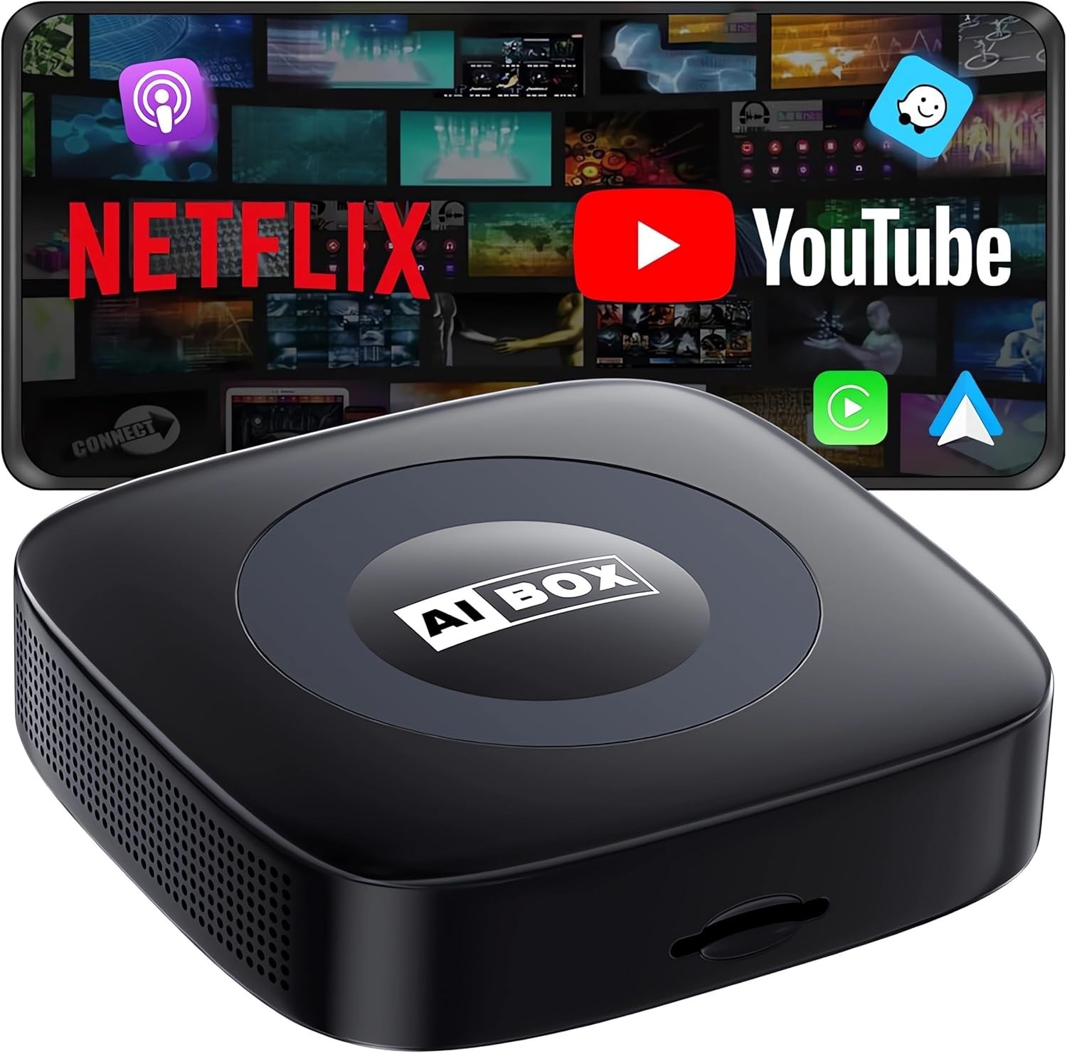 Wireless Carplay Adapter with Netflix/YouTube Ai Box for iPhone & Android Aut...