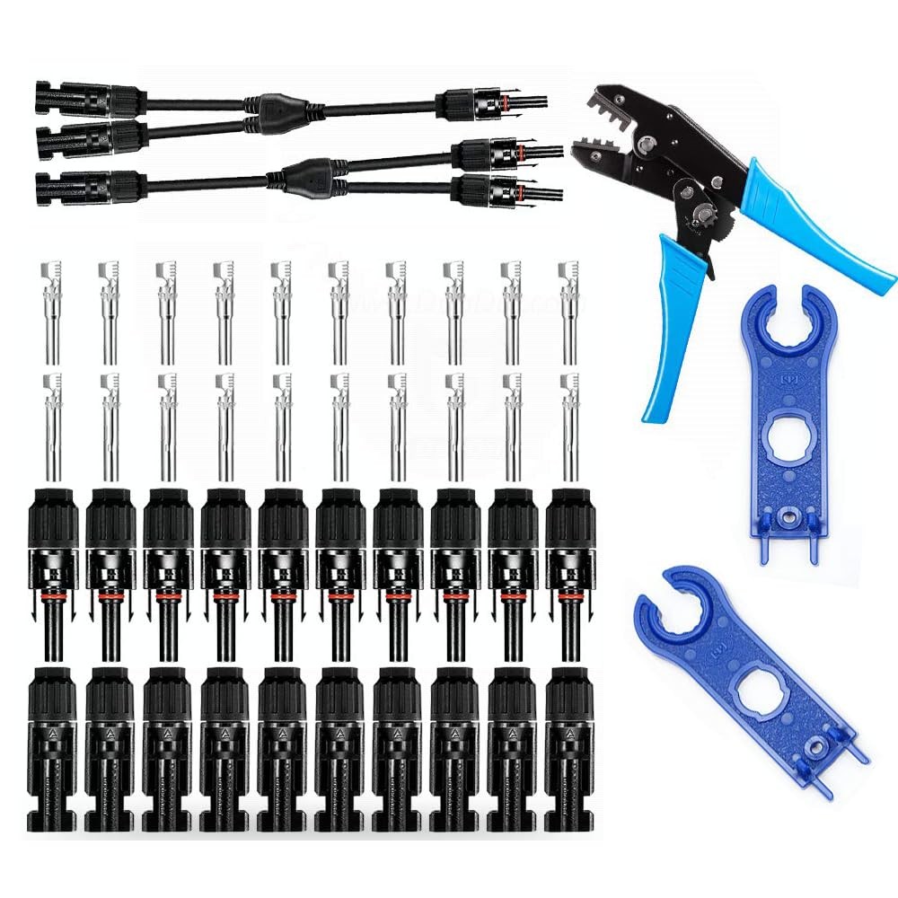 Solar Panel Crimping Tool,Crimping Tool Kit with 10PCS Connectors and 2PCS Sp...