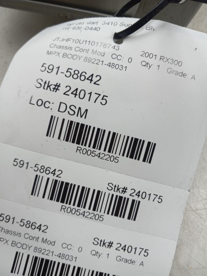 99-03 LEXUS RX300 3.0L 4WD AT MULTIPLEX NETWORK BODY CONTROL MODULE