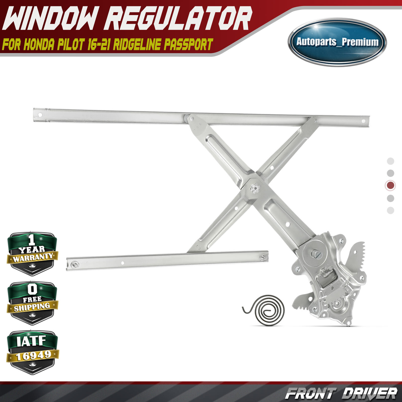Front Left Power Window Regulator for Honda Pilot 2016-2021 Ridgeline Passport