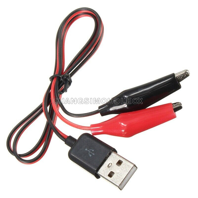 10PCS Alligator Test Clip Clamp to USB Male Power Supply Adapter Connector Cable