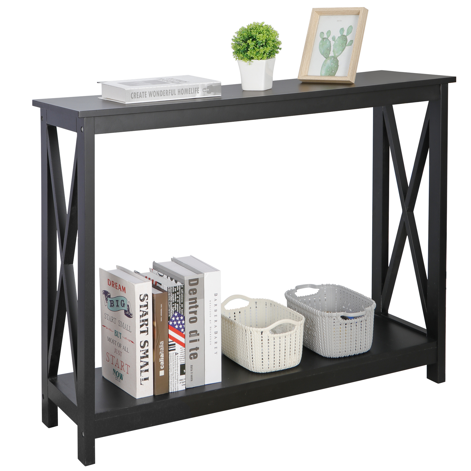 Console Table Along Bed Accent Side Stand Display Storage Shelf Entryway Decor