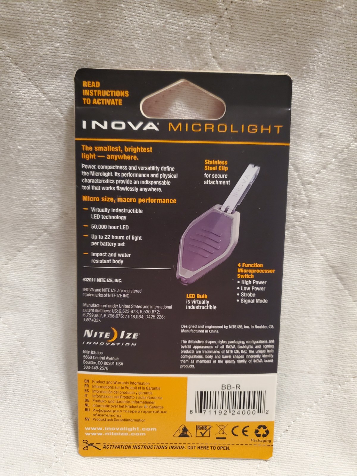 Nite Ize Inova MicroLight, BB-R, Red LED and Black Grip 2016 Production