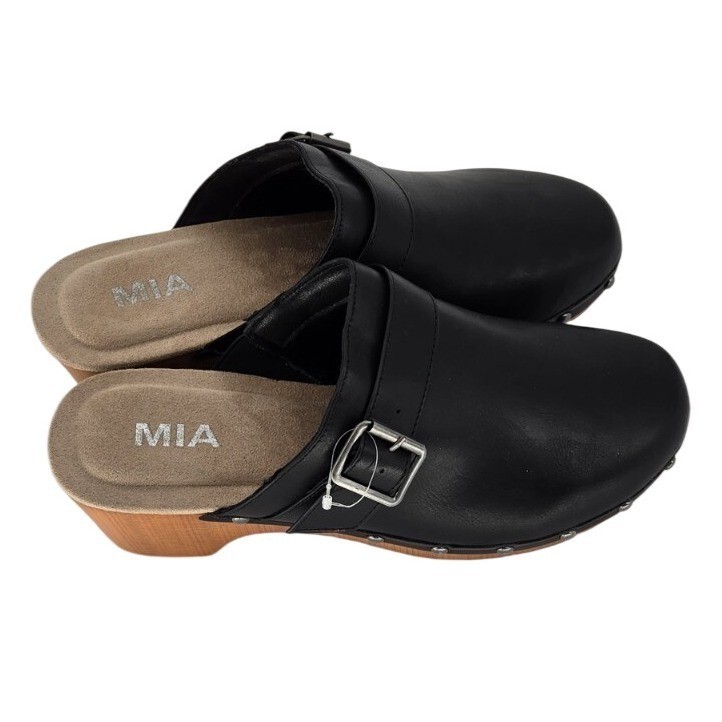 Mia Clogs Women's 8.5 Med Black Mule Studded Clogs Mules Slip On Shoes