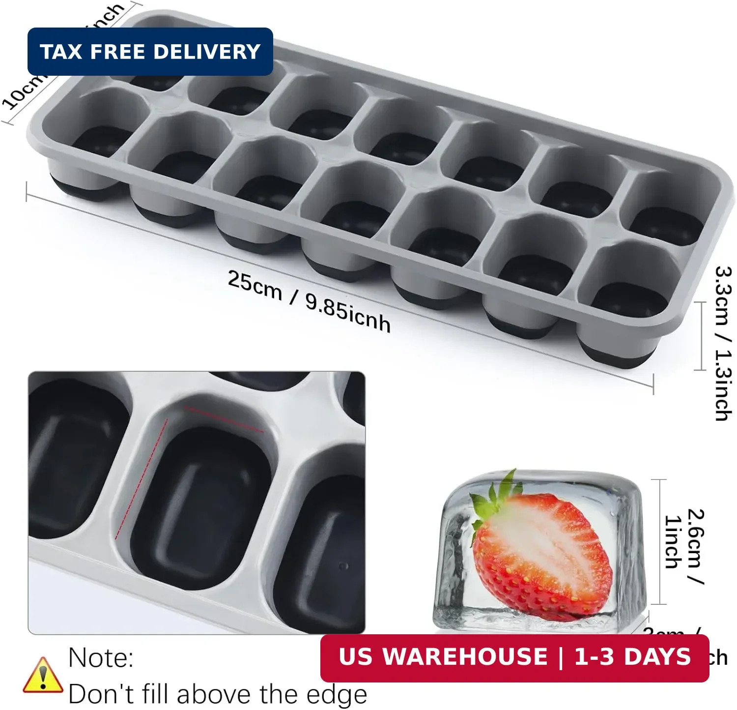Ice Cube Tray 4 Pack, Easy-Release & Flexible 56 pcs Silicone Ice Cube Trays wit
