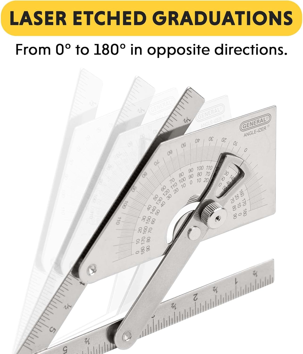 Protractor and Angle Finder #39, Stainless Steel, Outside, Inside, Sloped Angles