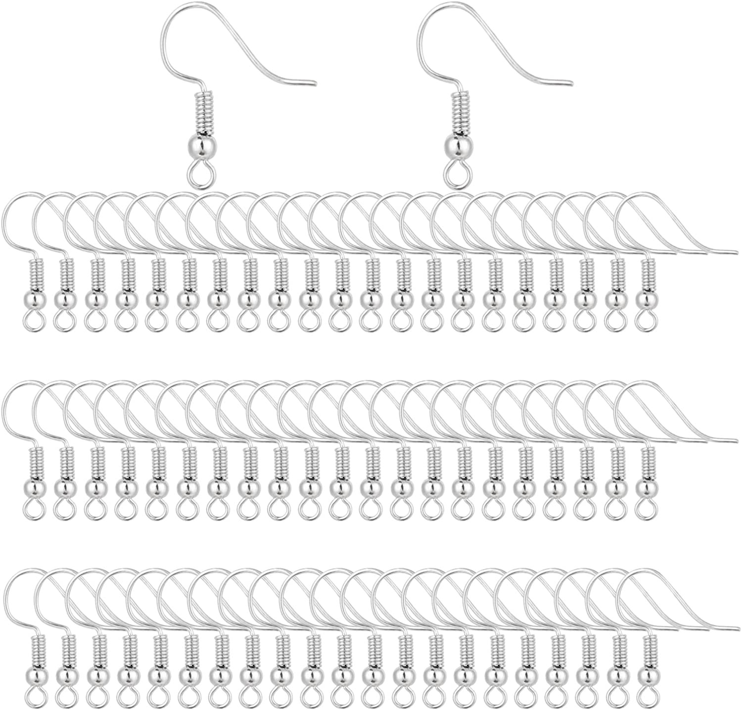 400 Pieces Stainless Steel Earring Hooks French Wire Fish Hooks | Coil and Ball
