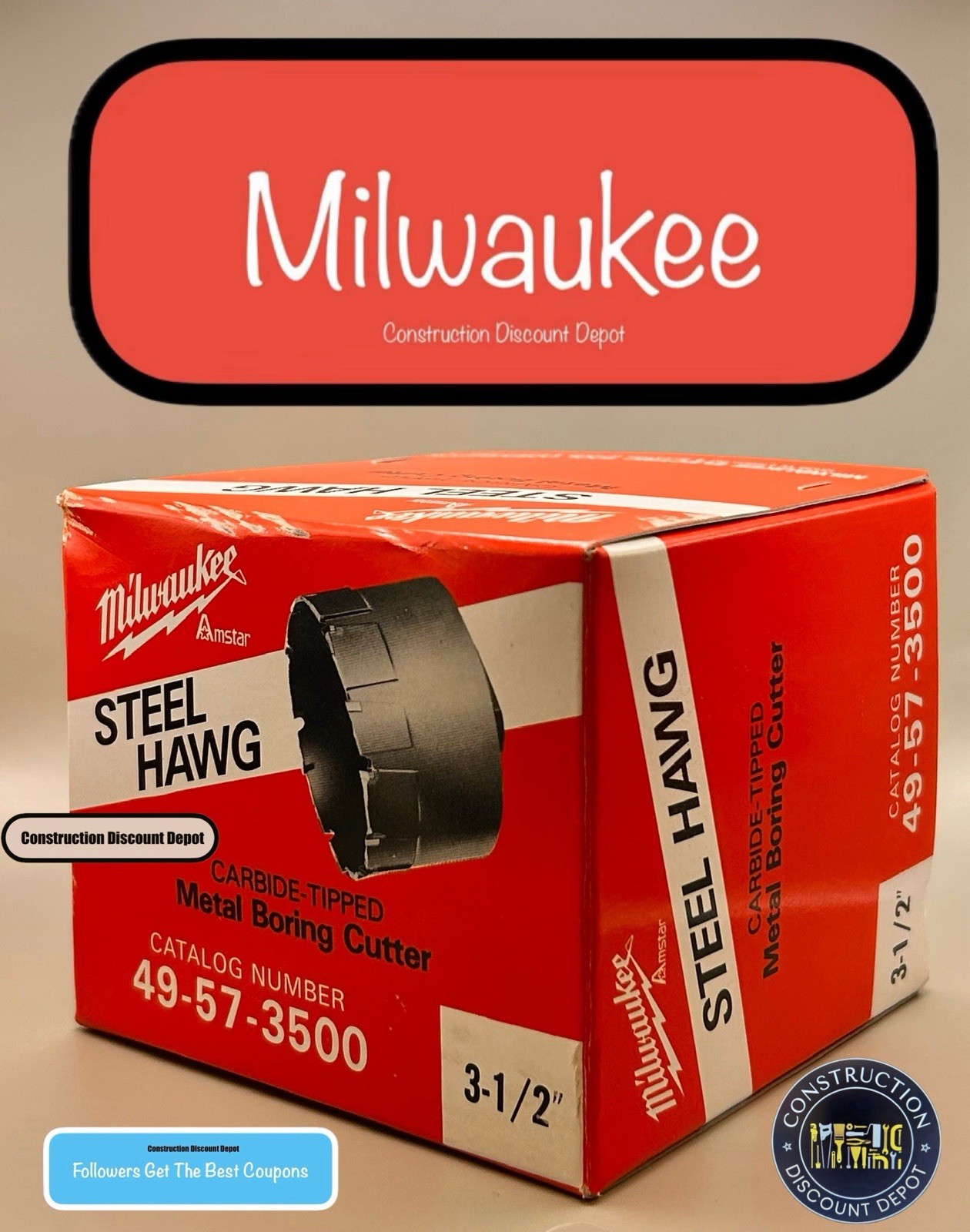 Milwaukee 49-57-3500 Steel Hawg 3-1/2" Deep Metal Boring Carbide Tipped Cutter