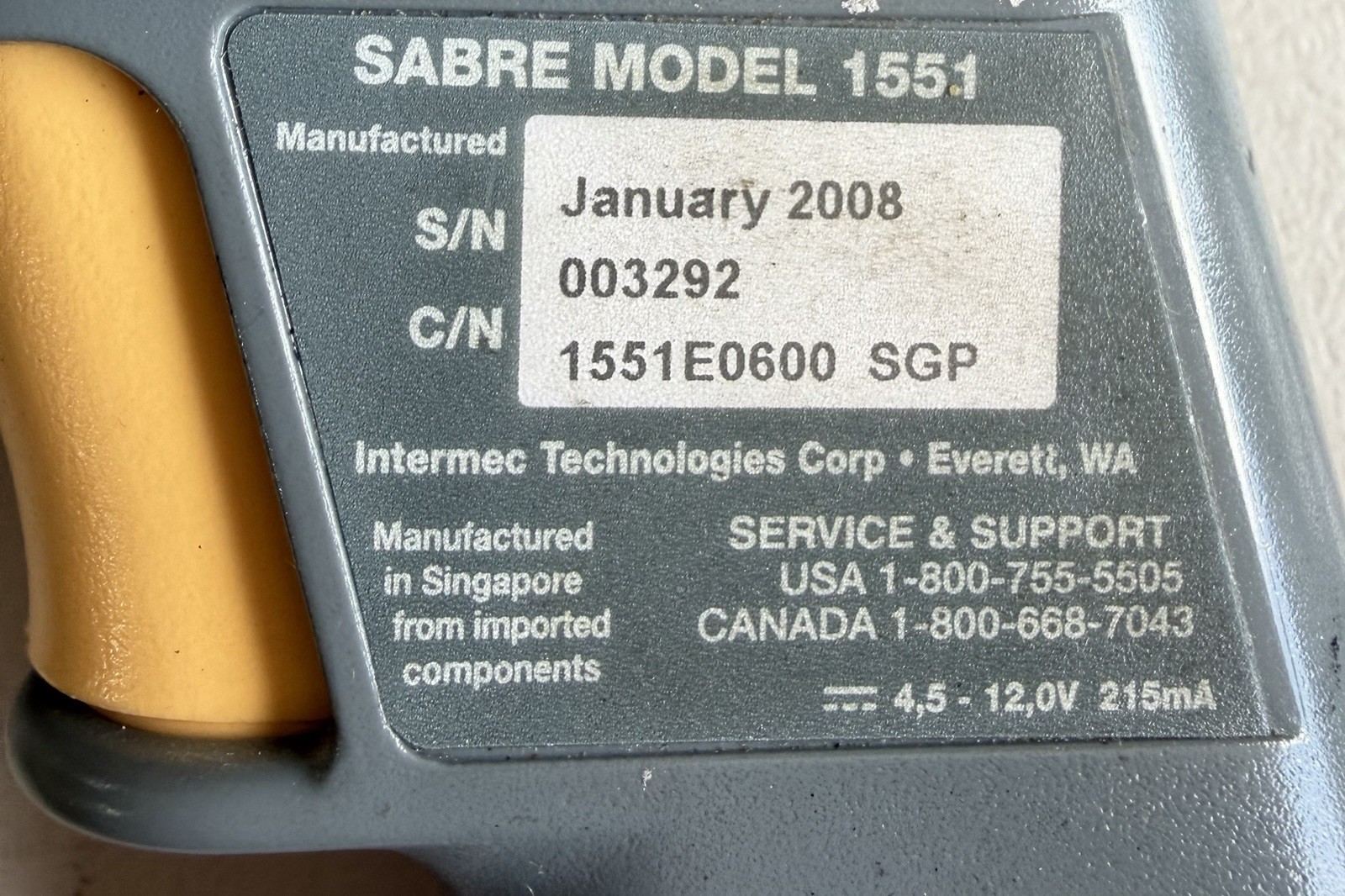 Intermec Technologies Handscanner 1551E0600 Barcode Scanner Sgp Sabre Model 1551