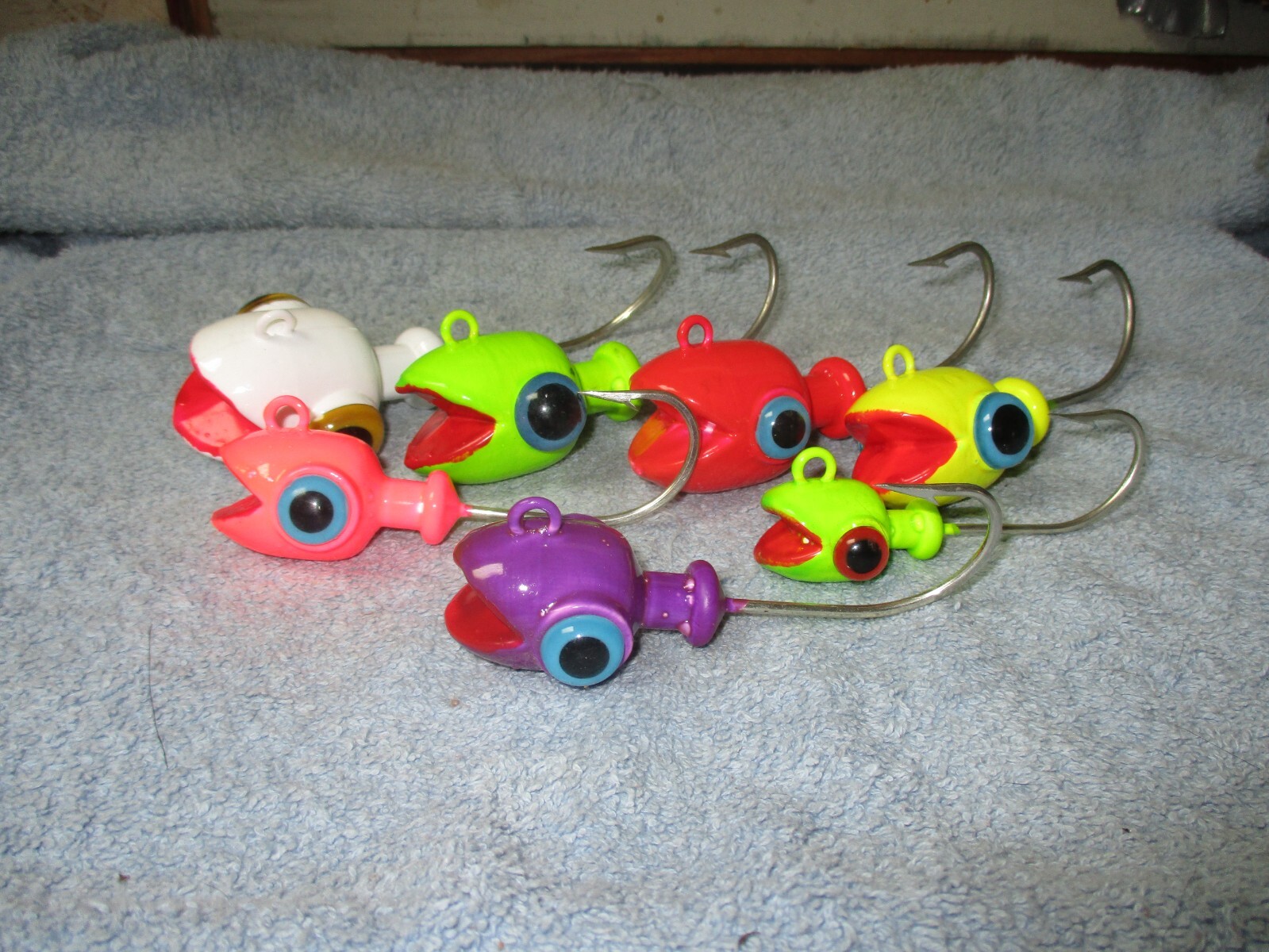 Pacman mojo  Heads  painted- rocks, grouper, AJ'S  stripers,Halibut  6-pack