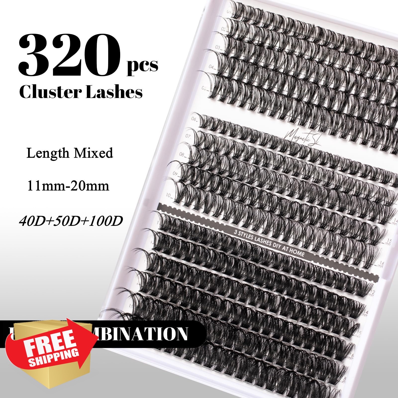 Magnetic SL Lash Clusters 320pcs 40D 50D 100D No Glue